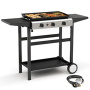 SKOK Portable 3-Burner Propane Flat-Top Gas Griddle for Outdoor, Camping, Patio, Garden