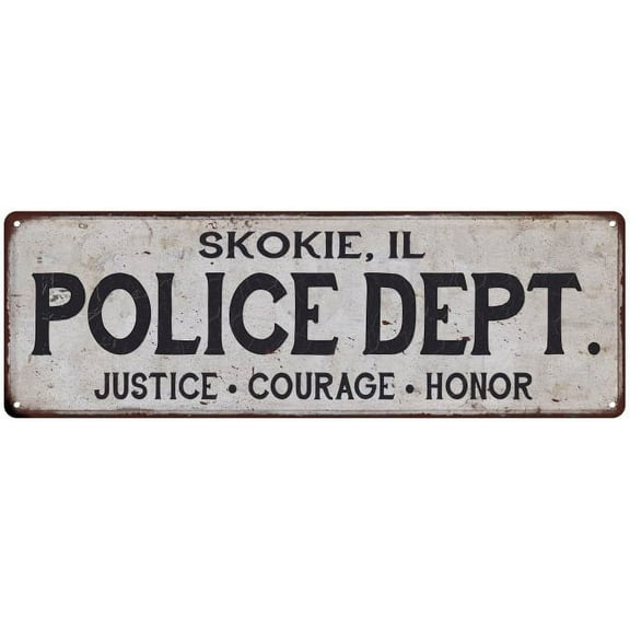 SKOKIE, IL POLICE DEPT. Home Decor Metal Sign Gift 6x18 206180012546