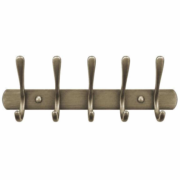 ABCISI Modern Metal Wall Coat Rack with 5 Hooks, Sturdy Wall Hook Rack for Hanging Jacket, Clothes, Hat, Bronze