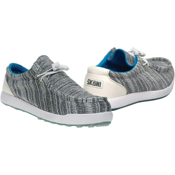 SKONI Men's Slip-On Lightweight Moc Toe Golf Shoe (Grey, 10.5)