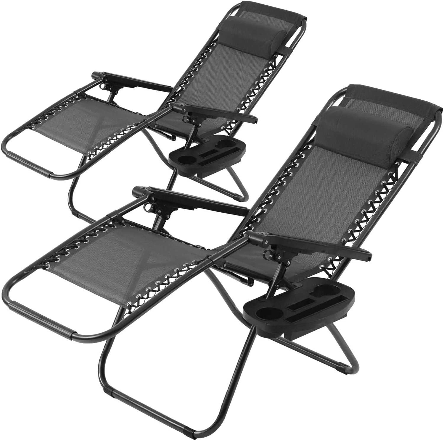 SKONYON 2 Pack Plastic Zero-Gravity Chair - Black - image 1 of 8