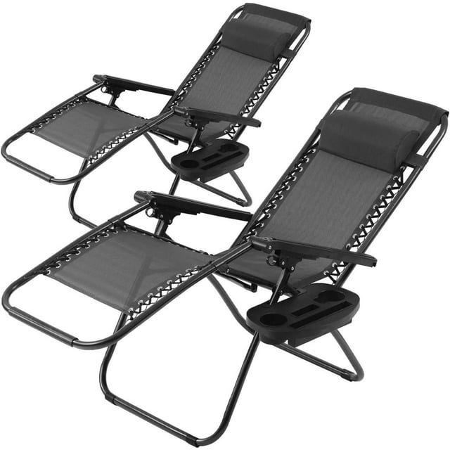 SKONYON 2 Pack Plastic Zero-Gravity Chair - Black