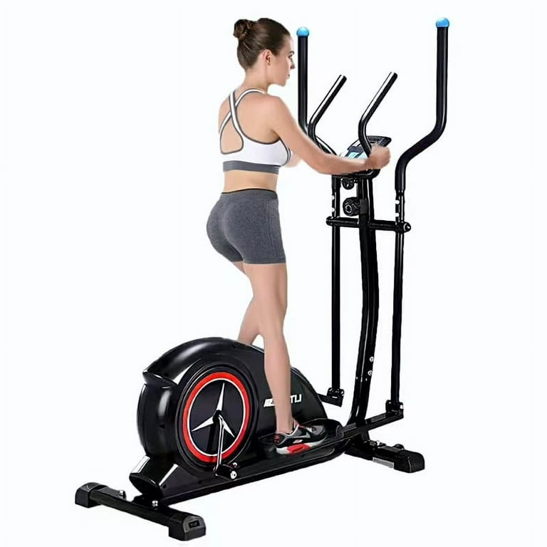 SKONYON Fitness Machine Elliptical Machine Trainer High Weight Capacity Extra Large Pedal with LCD Monitor