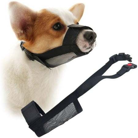 SKONYON Plastic & Nylon Soft Dog Muzzle, Black, M