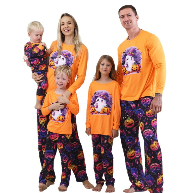 SKOQIEA Family Matching Halloween Pajamas – Long Sleeve Pumpkin