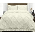 thumbnail image 1 of SKP Plus Comforter Diamond Ruffle Ivory 300 GSM Plush Siliconized Microfiber Fill Duvet Insert With 1000 Thread Count Egyptian Cotton Shell Fluffy with Piping & Pillowcases, 1 of 8