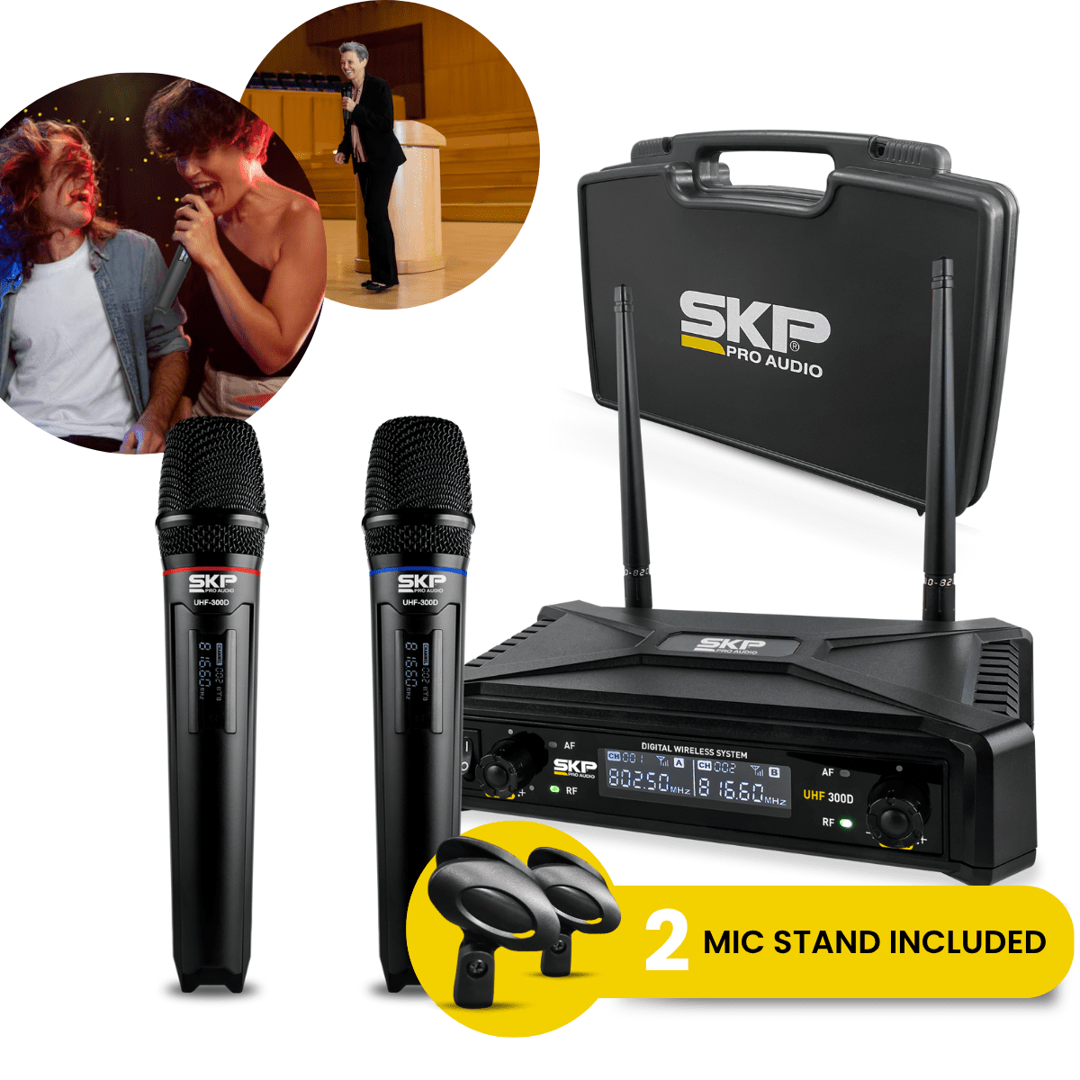 SKP Pro Audio UHF-300D Digital Wireless Vocal - Dual Handheld Microphone System