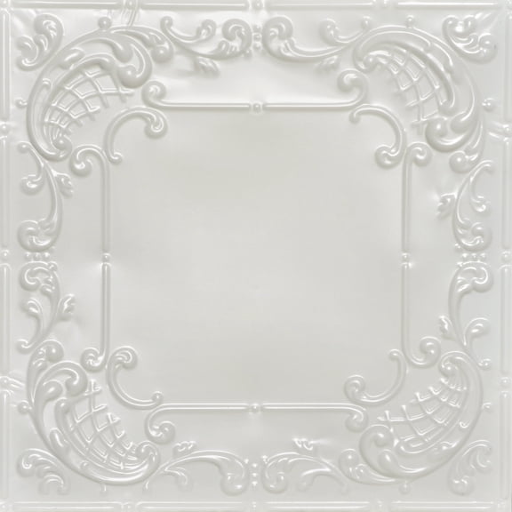 SKPC515 - Tin Plated Nail-Up Ceiling Tile 12 in x 12 in Sample in Eggshell White- 1 Piece