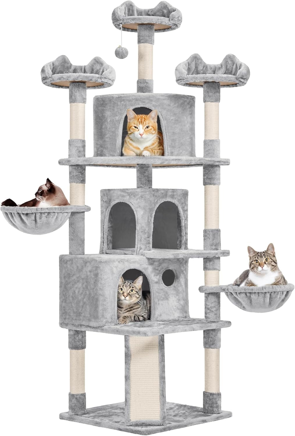 Large Cat Tree Tower With Scratching Posts & 4 Perches - 45" Tall Cat Condo For Multi-Cat Households