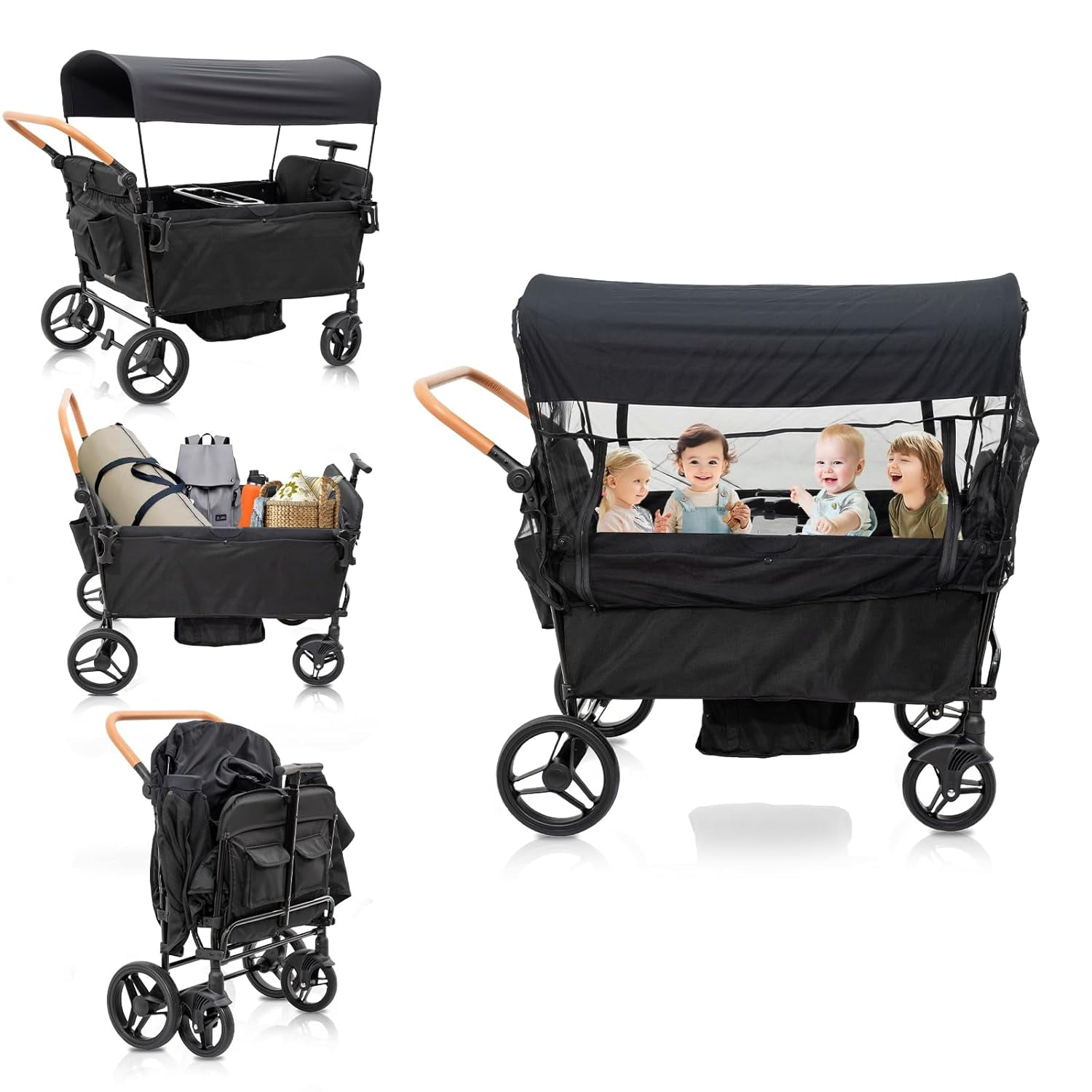 COSTWAY Baby Stroller, Protable Travel Buggy With Detachable Seat Cover, 5-Point Harness, Adjustable Canopy, Backrest And Footrest, One-Hand Fold Infant Pushchair For 0-3 Years (Blue