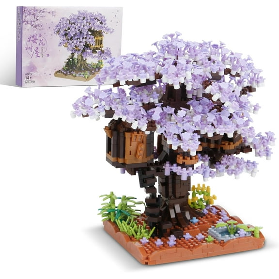 SKQIT 1980 PCS Micro Blocks Cherry Bonsai Tree Building Sets, Creative Exquisite Tree House Building Toys, Good Building Blocks Toys Choice for Adults