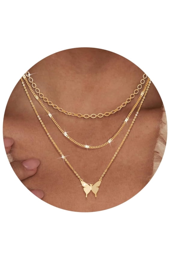 3Pcs Dainty Layered Gold Necklaces for Women - Paperclip Pearl Choker Necklace Stack Set Trendy Simple Layering Chain Pendant Jewelry Non Tarnish Waterproof Gifts