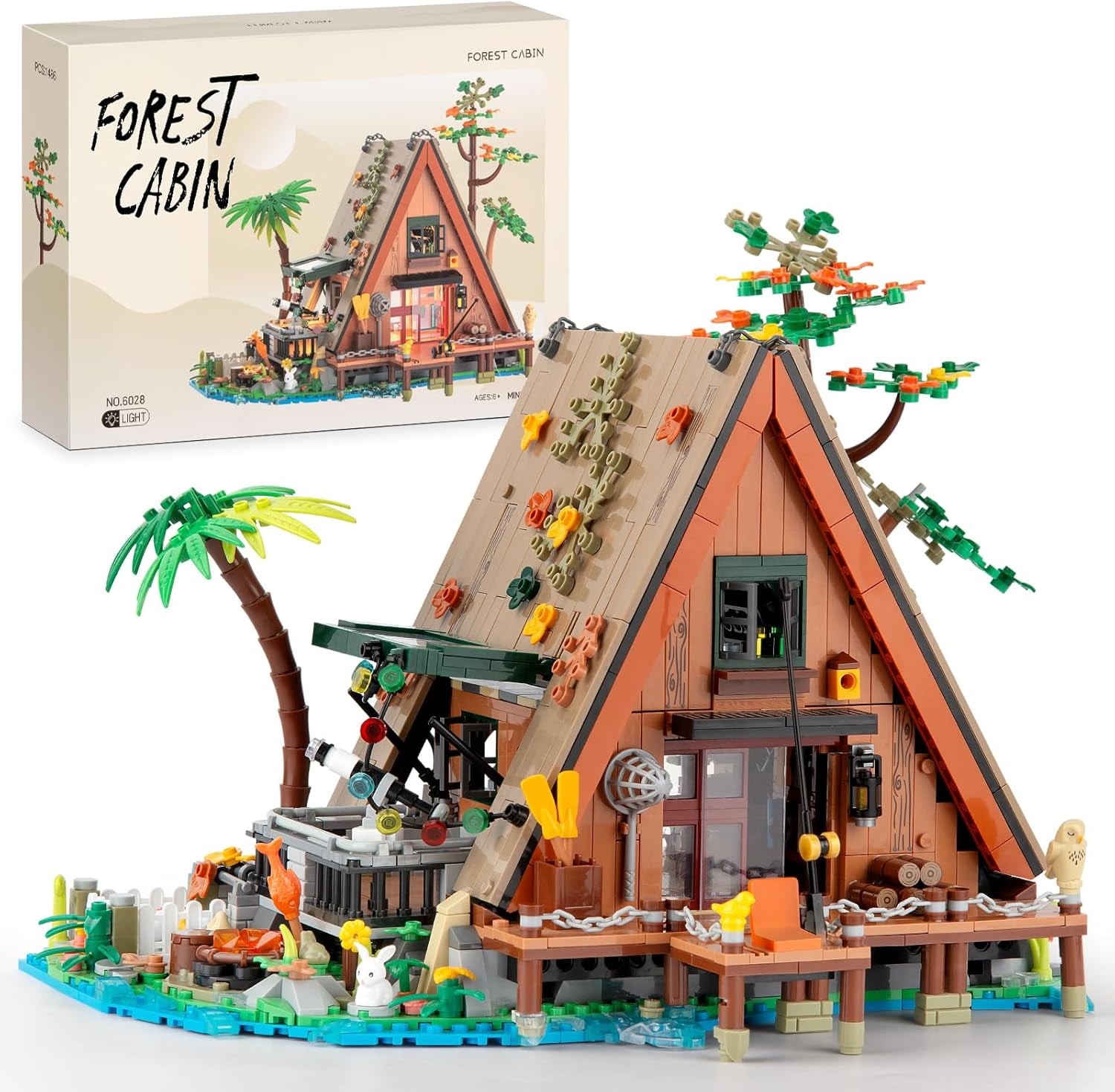 SKQIT A-Frame Cabin Building Set, MOC Ideas Cabin House Collectible Model Kit with LED for Adults, Gifts for Nature and Architecture Lovers (1486 Pcs)