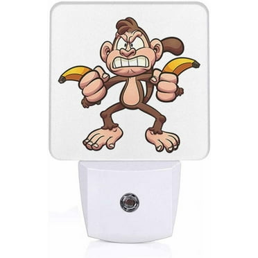 SKQIT Angry Monkey Night Light, Dusk to Dawn Smart Sensor Nightlight for Bedroom Bathroom Hallway Stairs Hallway, Plug-in, Energy Efficient Decor Desk Lamp Gifts