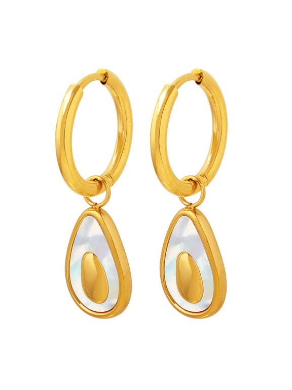 Avocado-Shaped Imitation Pearl Hoop Earrings - Playful & Chic Statement for Every Ensemble