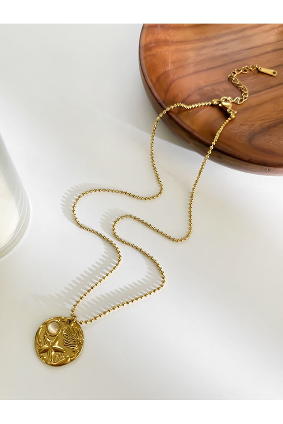 Charm Necklace for Women 18K Gold Plated Dainty Pendant Necklaces Star Moon Element Necklace Jewelry