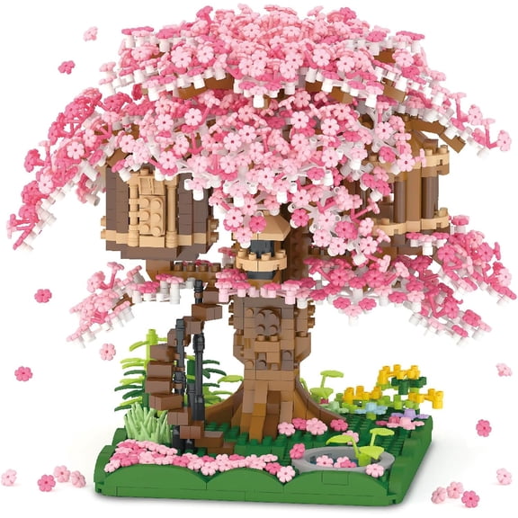 SKQIT Cherry Blossom Bonsai Tree Building Set, Flowers Tree House Model Sets for Adults, 2200Pcs Micro Bricks Collectible Creative Gifts for Adults