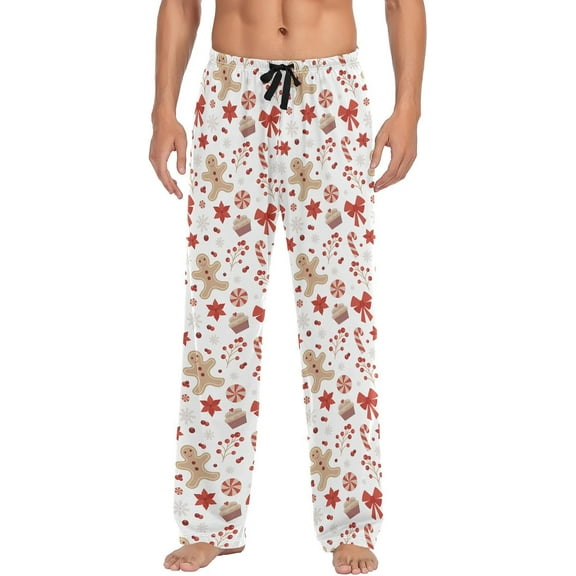SKQIT Christmas Gingerbread Man Mens Pajama Pants Lounge Men's Pajama Bottoms Soft Sleep Pants With Pockets