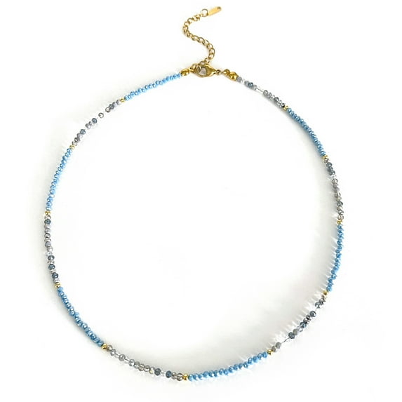 SKQIT Colorful Beaded Necklace Bohemian Rice Beads Choker Handmade Summer Beach Necklace for Women