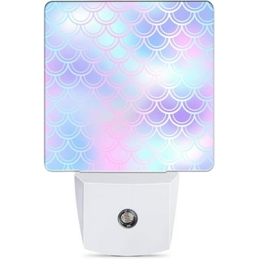 SKQIT Colorful Mermaid Scales Night Light, Dusk to Dawn Smart Sensor Nightlight for Bedroom Bathroom Hallway Stairs Hallway, Plug-in, Energy Efficient Decor Desk Lamp Gifts