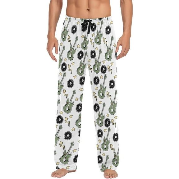 SKQIT Electric Guitar Records Men's Pajama Pants Soft Comfy Sleep Lounge Pants Pjs Bottoms with Pockets