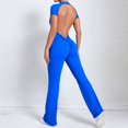 thumbnail image 1 of SKQIT Flare Workout Jumpsuits for Women One Piece Short Sleeves Scrunch Butt Lifting Gym Bodysuit Sexy Backless Yoga Outfits, 1 of 7