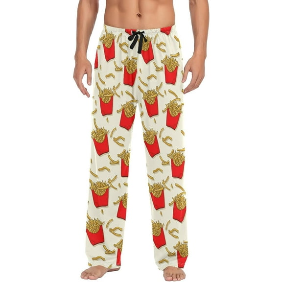 SKQIT French Fries Men's Pajama Pants Soft Comfy Sleep Lounge Pants Pjs Bottoms with Pockets