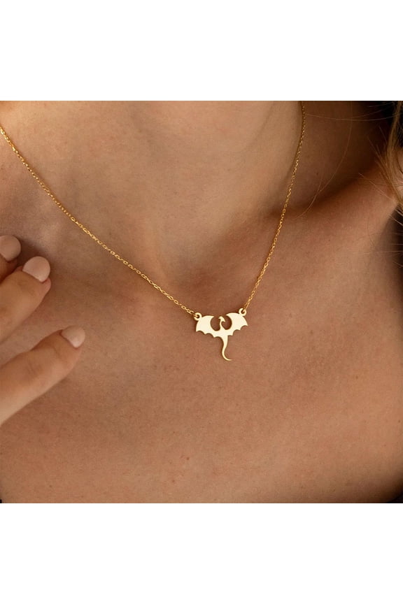 Gold/Silver Plated Necklace for Women, Dragon Pendant Necklaces for Womens Dainty Simple Jewelry Gifts
