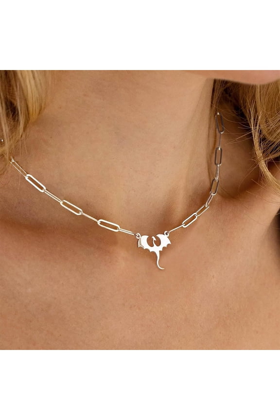 Gold/Silver Plated Necklace for Women, Dragon Pendant Necklaces for Womens Dainty Simple Jewelry Gifts