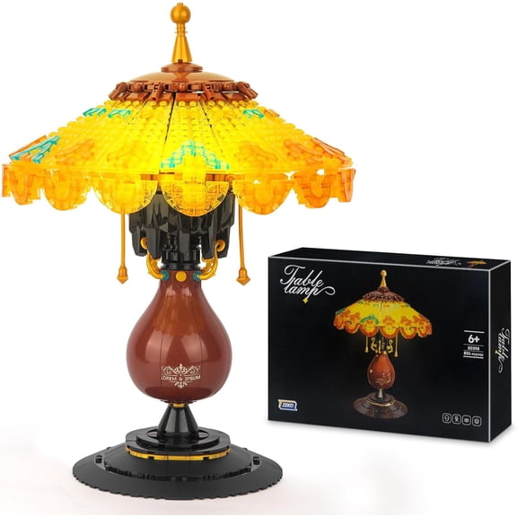 SKQIT Ideas Table Lamp Mini Building Block Set, Creative Retro-Style Table Lamp Model, Collection Home Dcor Birthday for Adults (804 Pieces)