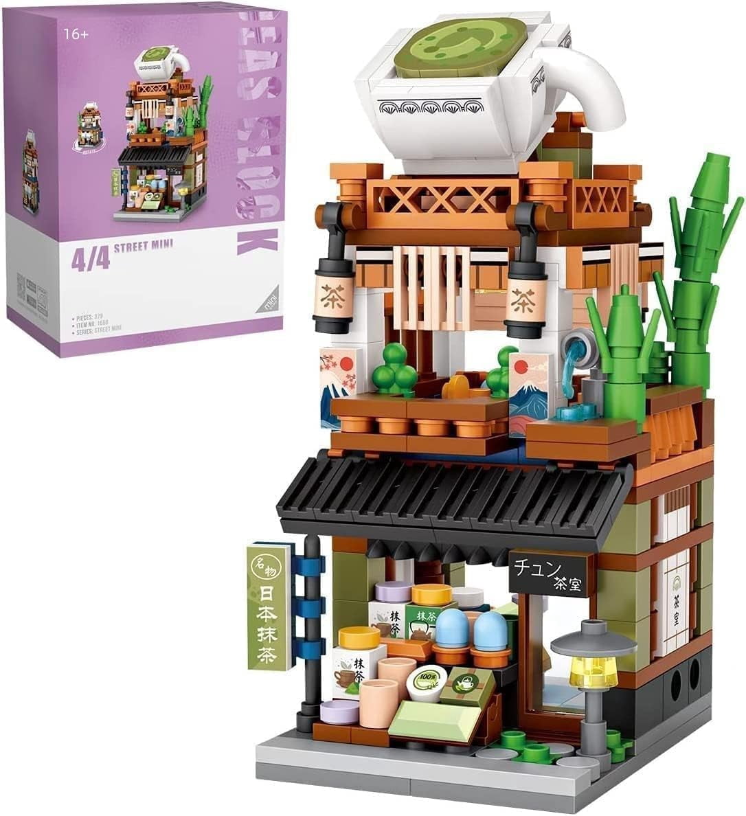 Matcha Building SKQIT Japanese Street View Matcha Shop Building Kits, 379 PCS Modular ...