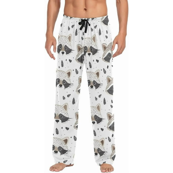 SKQIT Men's Pajama Pants Cute Raccoons Sleep Bottoms Lounge Sleepwear with Pockets Drawstring