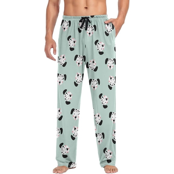 SKQIT Men's Pajama Pants Dalmatian Dog Soft Lounge Sleepwear Pjs Bottoms with Pockets