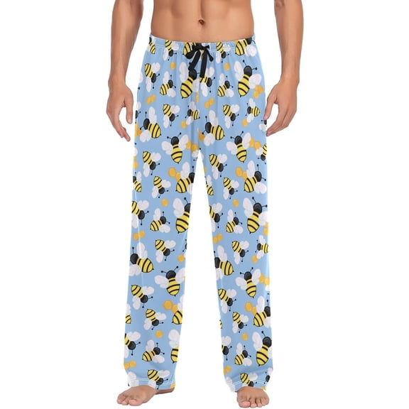 SKQIT Men's Pajama Pants Soft Comfy Sleep Lounge Pants Cartoon Bee Pjs Bottoms with Pockets