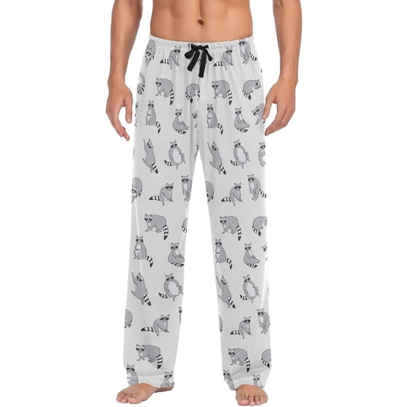SKQIT Men's Pajama Pants Soft Comfy Sleep Lounge Pants Cute Raccoon Animal Pjs Bottoms with Pockets