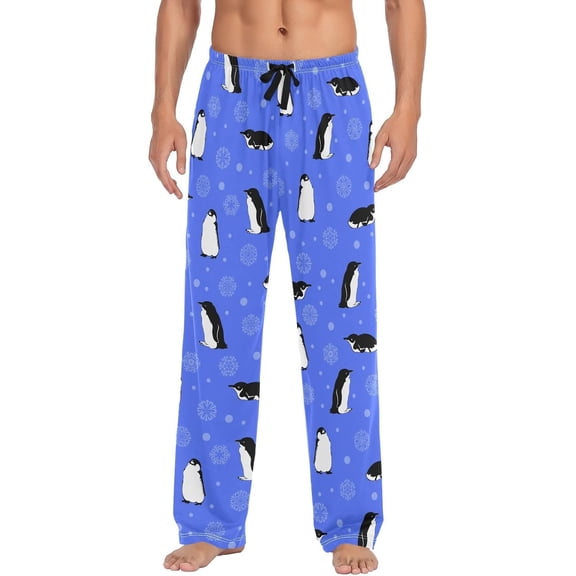 SKQIT Men's Pajama Pants Soft Comfy Sleep Lounge Pants Penguins Snowflakes Pjs Bottoms with Pockets
