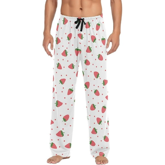 SKQIT Men's Pajama Pants Soft Comfy Sleep Lounge Pants Strawberry Fruit Pjs Bottoms with Pockets
