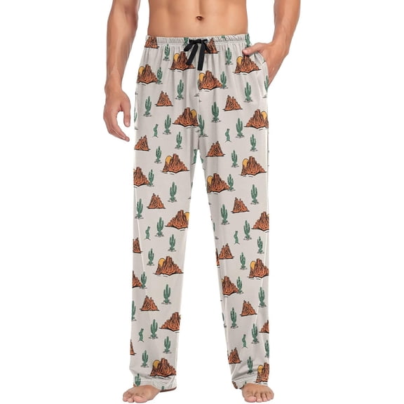 SKQIT Men's Pajama Pants Western Cactus Soft Lounge Sleepwear Pjs Bottoms with Pockets