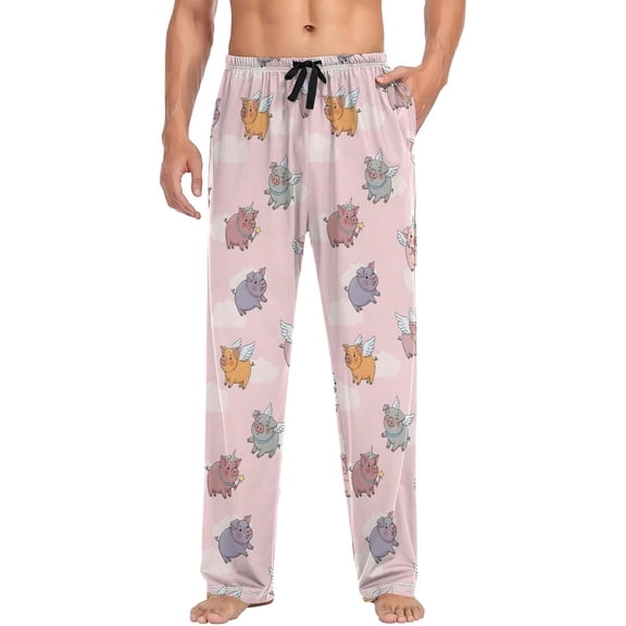 SKQIT Mens Pajama Pants Flying Pigs Cute Funny Soft Lounge Sleep Pant with Pockets Sleepwear PJ Bottoms for Men