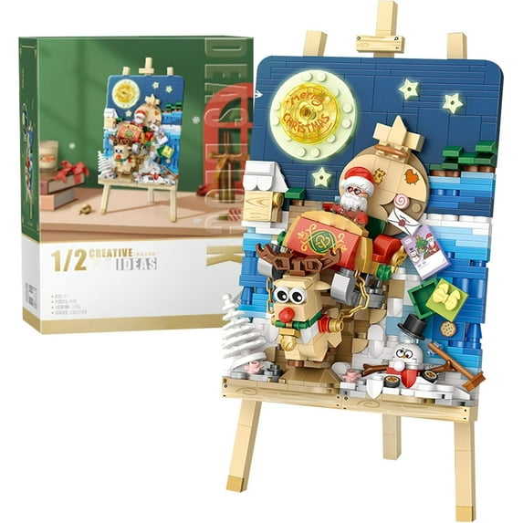 SKQIT Mini Building Blocks Christmas 3D Painting Model Set,Creative DIY Simulation Particle Stereograph Collection Construction Building Bricks Toy,Home Decor
