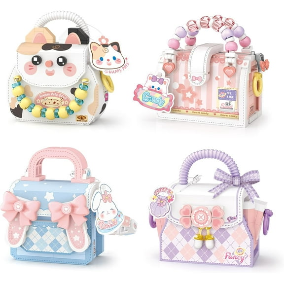 SKQIT Mini Sweet Handbag Building Blocks Set,Cute Animal Candy Handbag Collection Construction Building Bricks Toy (4 in 1)