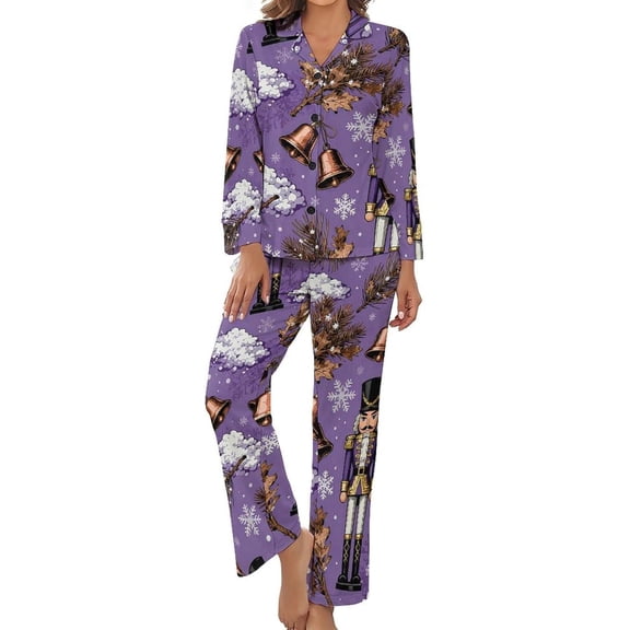 SKQIT Nutcracker Christmas Tree Women's Long-Sleeve Shirt And Full-Length Bottom Pajama Set