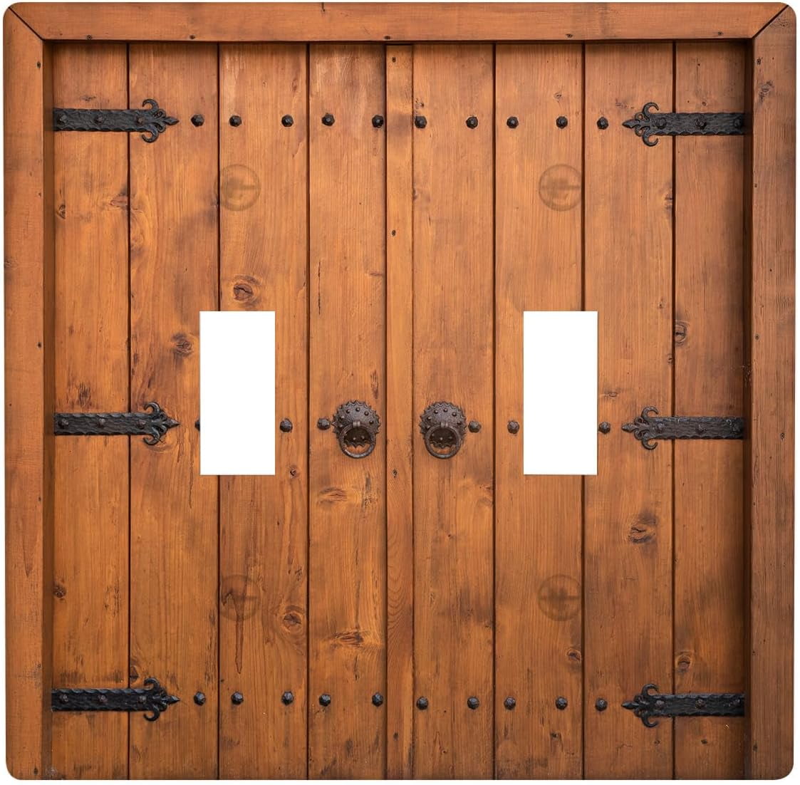 SKQIT Outlet Covers Wall Plate, Rustic Vintage Wooden Barn Door Print