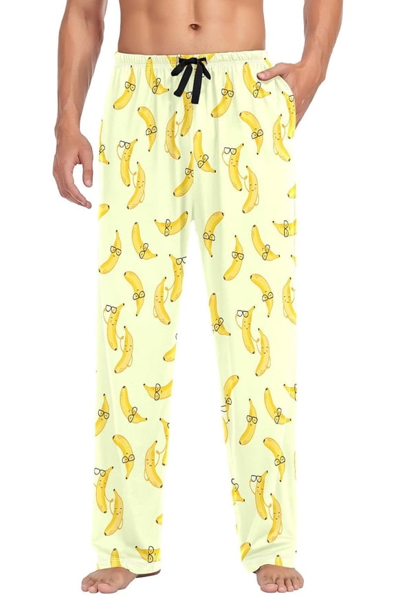 Pajama Pants for Men Funny Banana PJs Soft Cotton Bottoms Comfy Sleep Lounge Pants with Pockets