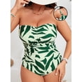thumbnail image 1 of SKQIT Plus Size Tropical Leaf Print One Piece Swimsuit, Removable Straps Ruched Tummy Control Backless Bathing Suit for Curvy Women, 1 of 6