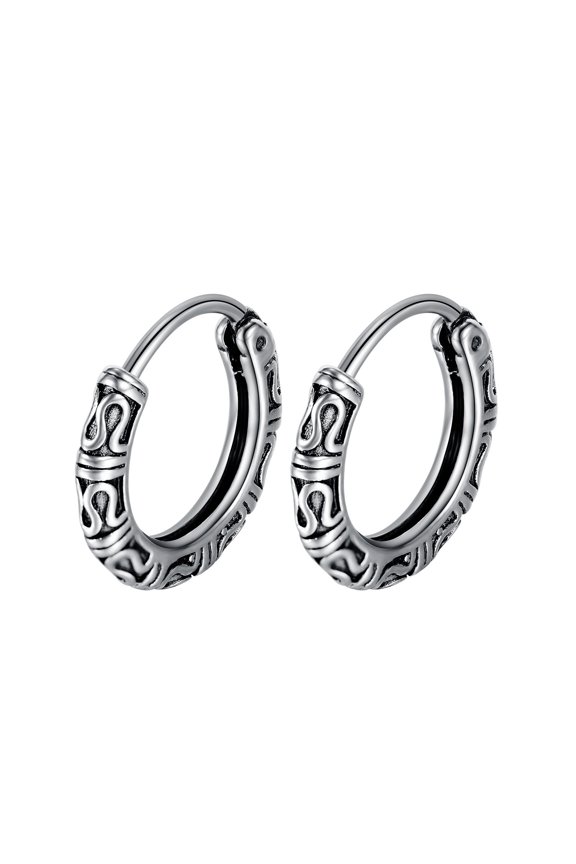 Retro Stainless Steel Hoop Earrings for Women Men Gothic Round Geometry Rock Statement Ear Jewelry Gifts Earrings