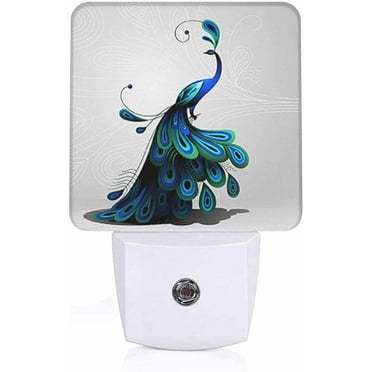 SKQIT Romantic Elegant Peacock Night Light, Dusk to Dawn Smart Sensor Nightlight for Bedroom Bathroom Hallway Stairs Hallway, Plug-in, Energy Efficient Decor Desk Lamp Gifts