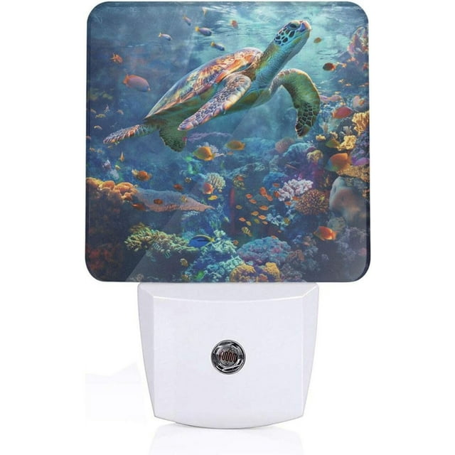 SKQIT Sea Turtle Decorative Night Light, Dusk to Dawn Smart Sensor Nightlight for Bedroom Bathroom Hallway Stairs Hallway, Plug-in, Energy Efficient Decor Desk Lamp Gifts
