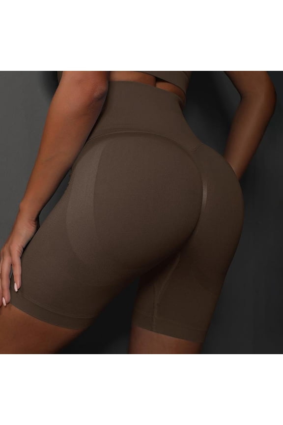 Seamless Knit Peach Smiley Face Solid Color Breathable 3-Inch Yoga Shorts - Running & Fitness Wear for Women