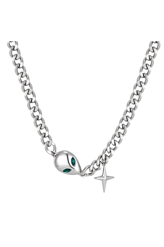 Silver Star Necklace for Men Women Gothic Star Chain Necklace Punk Grunge Choker Necklace Fashion Stars Jewelry Accessory